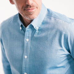 Essential Button Down Collar Casual Shirt - Classic Blue Cotton Oxford